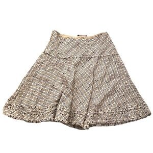 Lafayette 148 A-Line Flounce Skirt Beige Tweed